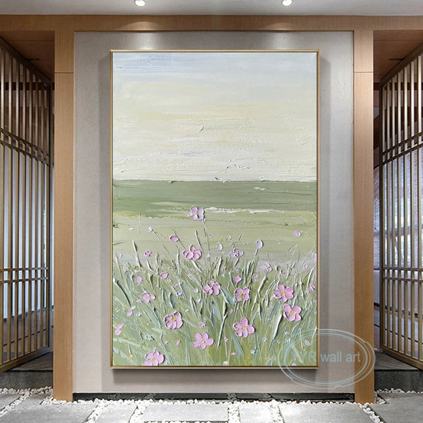 Hand Painted Landscape Wall Art Canvas Poster Modern Abstract Texture Acrylic Oil Painting Home Decor Aesthetics Custom Picture Peaceful Pleasures Health and Wellness
