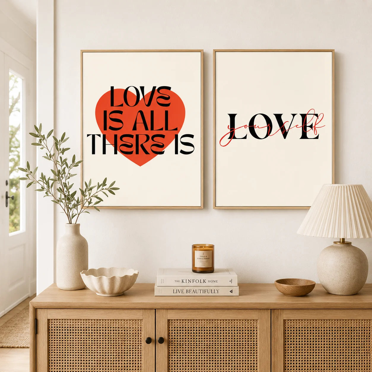 Nordic Minimalist Love Quote Canvas Wall Art | Unframed Print Canvas Wall Art Peaceful Pleasures Health and Wellness