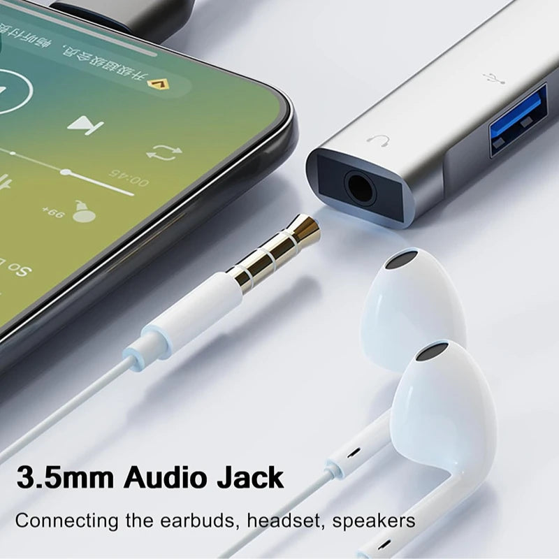 USB+Type-C To 3.5mm Audio Adapter OTG USB hub to Laptop Universal Computer Docking Station Splitter, for pc multiport Adapter Peaceful Pleasures Health and Wellness