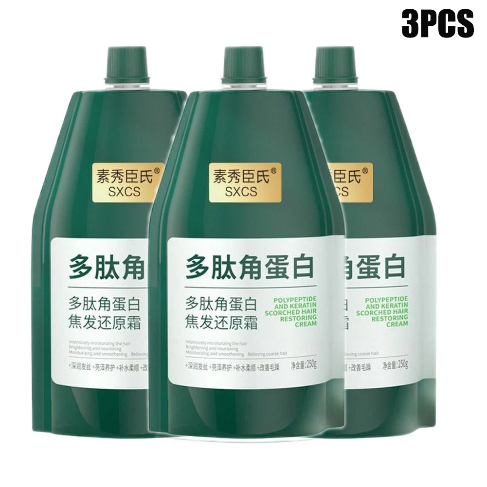 Polypeptide Keratin Deep Conditioning Hair Mask 250g – Repair Dry, Damaged & Frizzy Hair Peaceful Pleasures Health and Wellness A-250g X3
