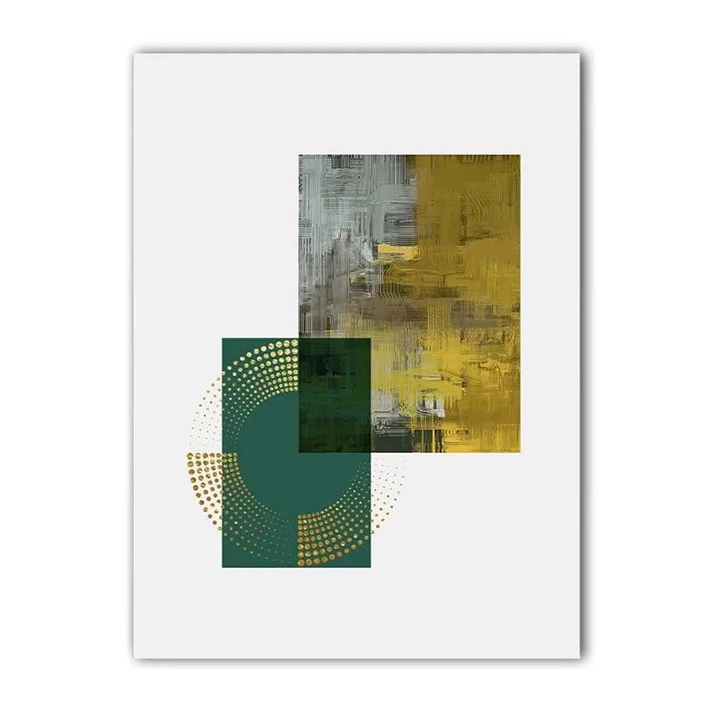 Nordic Geometric Canvas Wall Art | Green Yellow Abstract Print Canvas Wall Art Peaceful Pleasures Health and Wellness 02 15x20cm No Frame China Mainland