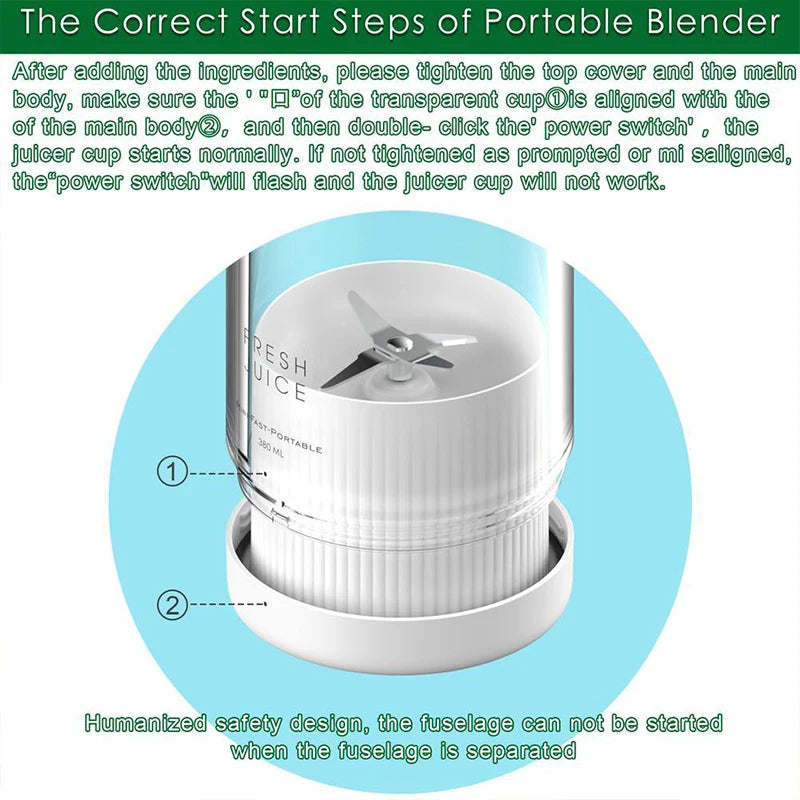 Ready Stock 350ml Fresh Juicer Mini Blender for Travel USB Juicer Cup Fruit Juice Mixer Portable Juicer Ice Crusher Smoothie Peaceful Pleasures Health and Wellness