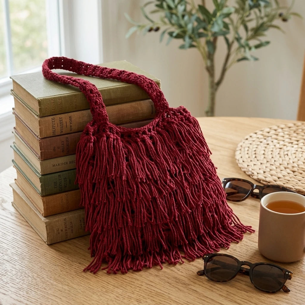 Women's Ethnic Style Woven Shoulder Bag Solid Color Fringe Design Casual Handbag with Adjustable Strap for Daily Use Peaceful Pleasures Health and Wellness