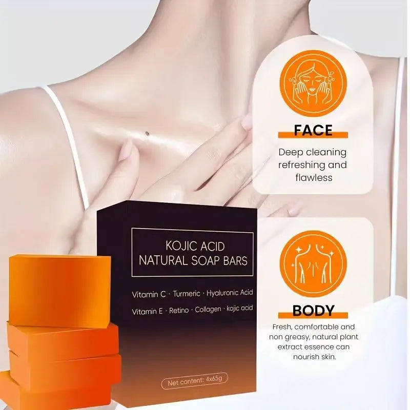 4-Pack Lemon Kojic Acid & Turmeric Handmade Soap – Unisex