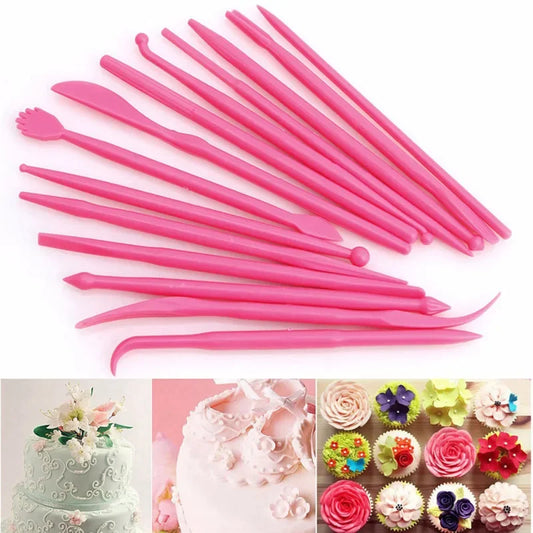 14-Piece Fondant Shaping & Sugar Flower Sculpting Tool Set Fondant Sculpting Tools Oasis Select