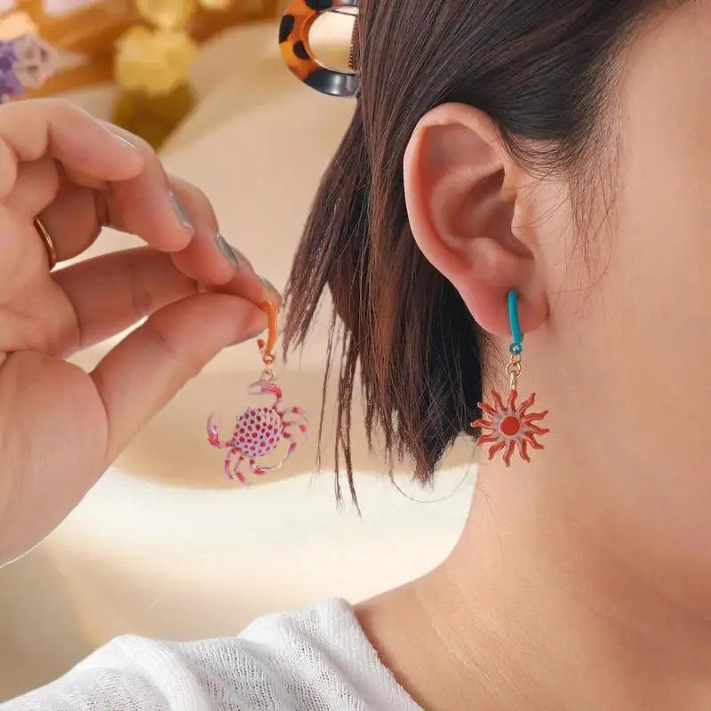 4-Piece Starfish & Crab Drop Earring Set | Women's Gift