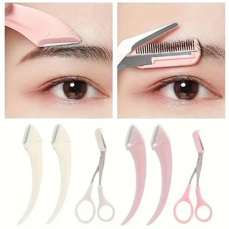 Eyebrow Trimmer Set – Curved Razor, Scissors & Comb Kit Eyebrow Grooming Set Peaceful Pleasures Health and Wellness