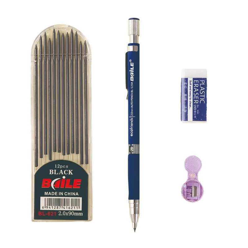 2.0mm Mechanical Pencil Set 2B Automatic Pencils With Black Lead Refills For Writing Peaceful Pleasures Health and Wellness Default Title
