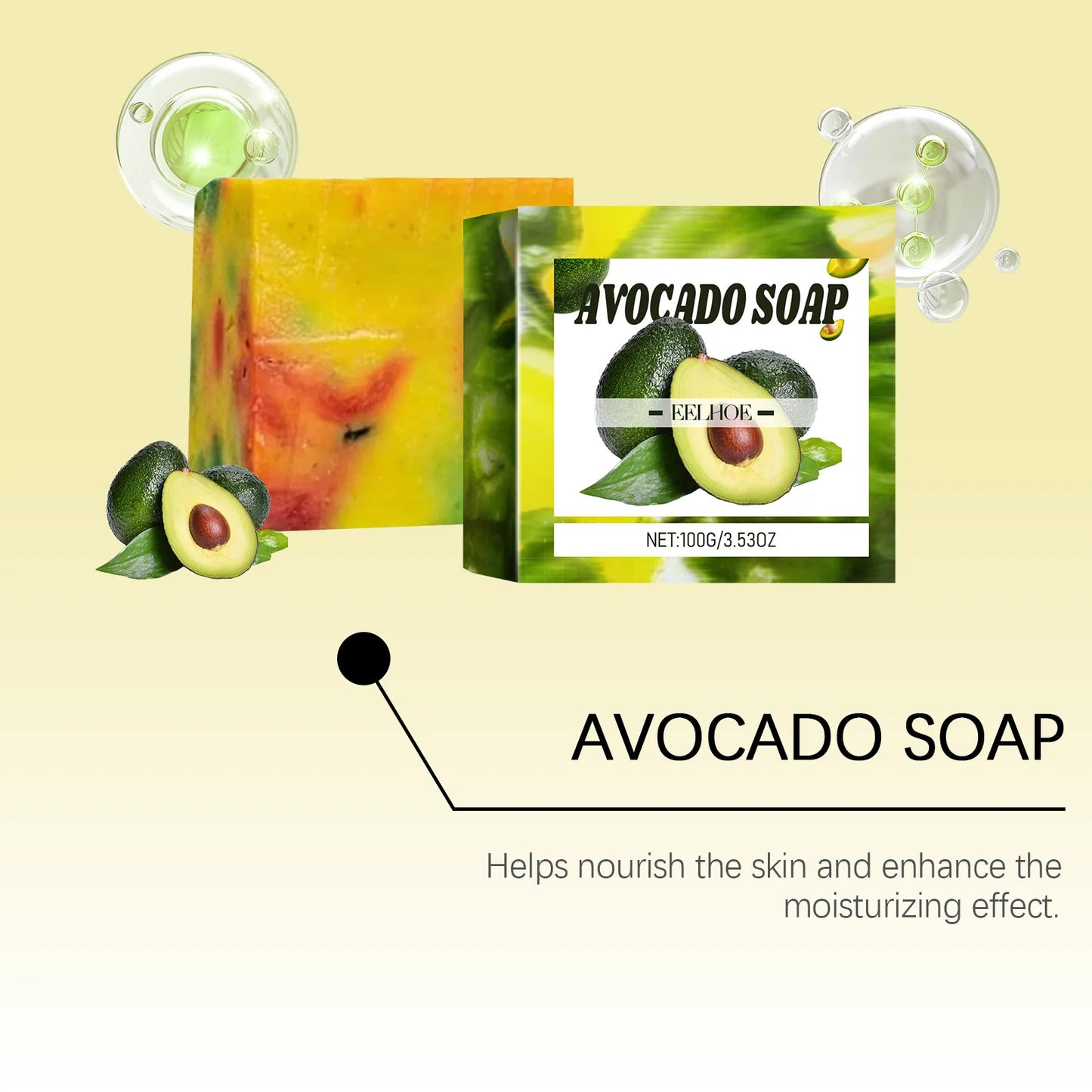 EELHOE Avocado Oil Brightening Body Soap | Moisturizing Bar 100g