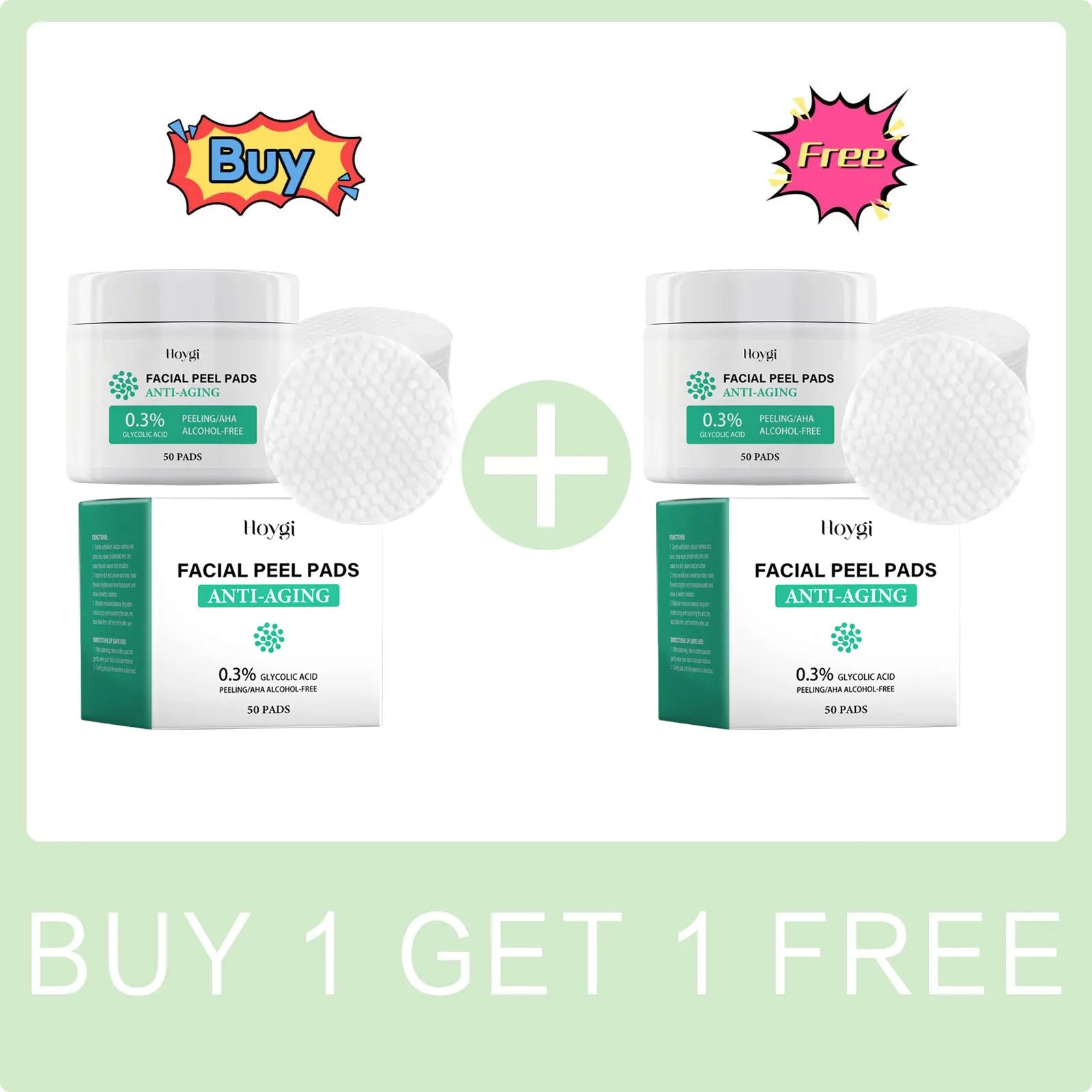 Glycolic Acid Cotton Pads Shrink Pores Blackhead Removal Oil Control Acne Treatment Exfoliating Moisturizing Facial Skin Care Peaceful Pleasures Health and Wellness Buy 1 Get 1 Free