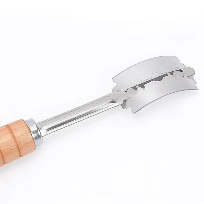 Wooden Handle Bakers Dough Bread Pastry Cutter with 5 Blades Toast Curved Baguette Bread Knife Baking Accessory Pastry Spatulas Peaceful Pleasures Health and Wellness