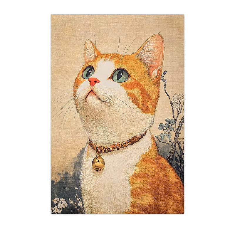 Orange Tabby Cat Canvas Wall Art | Nordic Vintage Animal Poster Canvas Wall Art Peaceful Pleasures Health and Wellness 03 50x70cm NoFrame China Mainland