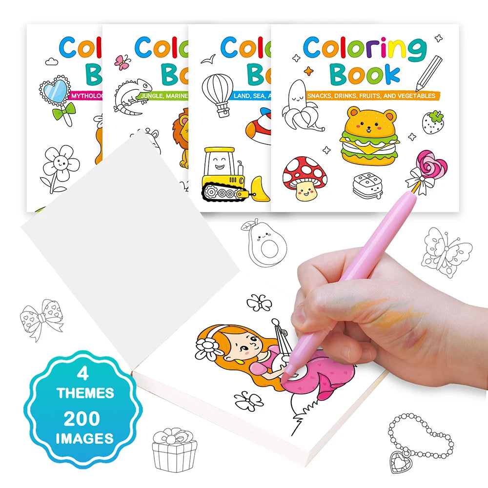 50 Sheets Mini Coloring Book Cartoon Convenient Graffiti