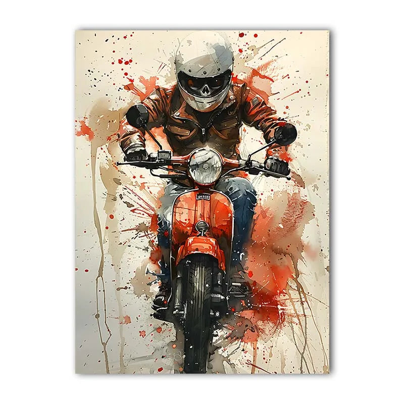 Watercolor Skeleton Scooter Canvas Wall Art | Modern Poster Canvas Wall Art Peaceful Pleasures Health and Wellness 04 21X30cm No Frame China Mainland