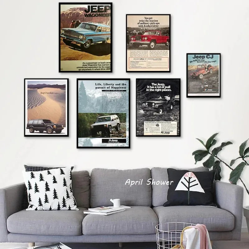 Jeep Cherokee XJ Wrangler Retro Canvas Wall Art Print Canvas Wall Art Print Peaceful Pleasures Health and Wellness
