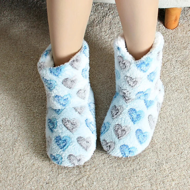 Women's Winter Heart Slippers – Warm Anti-Slip Indoor House Shoes