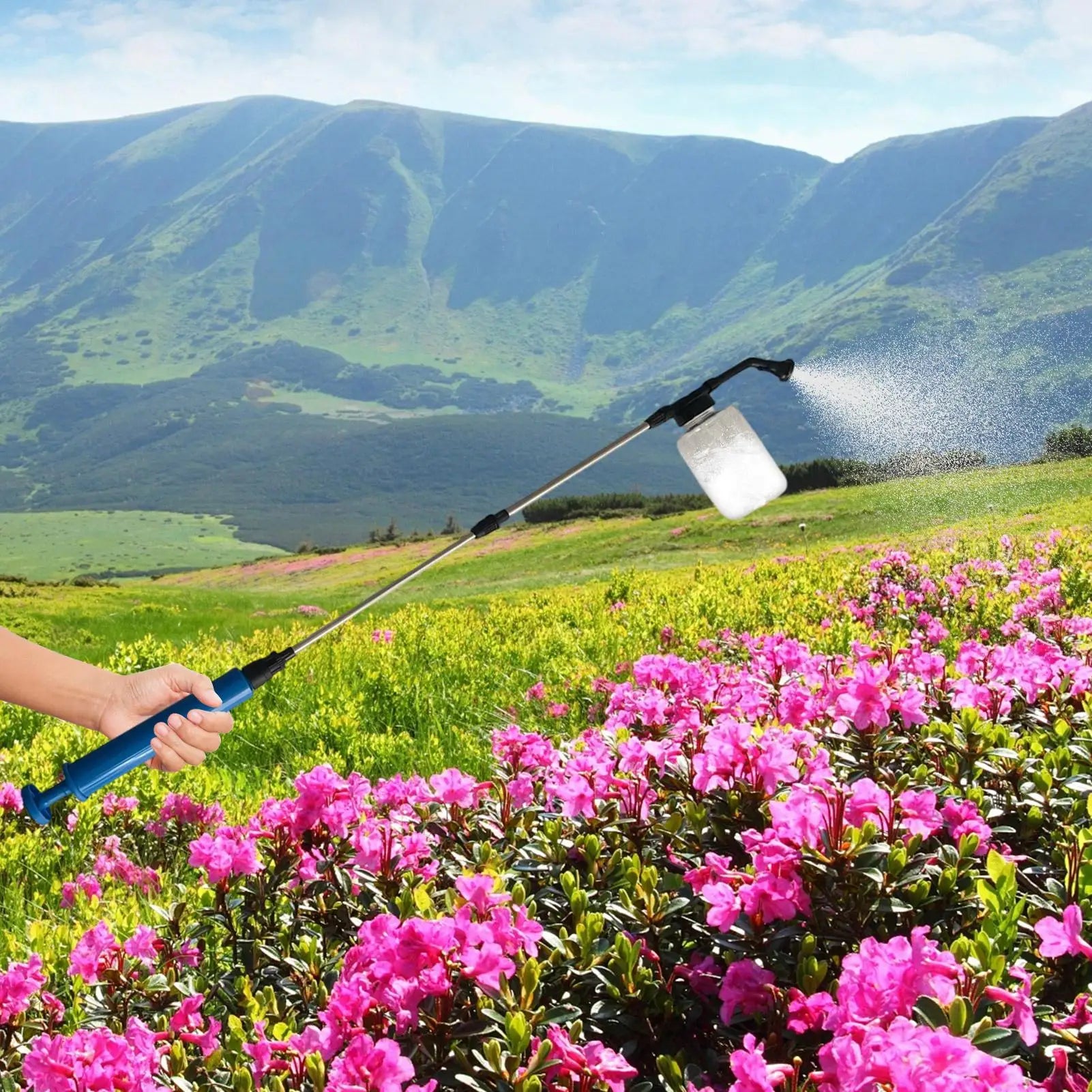 Powder Duster With Telescopic Rod Push Pull Sprayer Transparent Tank For Diatomaceous Earth, Garden Greenhouse Orchard Farm Peaceful Pleasures Health and Wellness