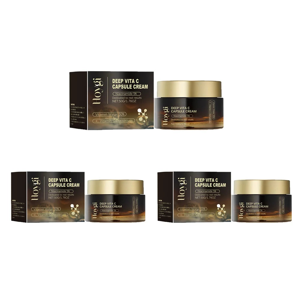 Vitamin C Capsule Facial Cream Even Skin Tone Pigmentation Removal Hydrated Skin Moisturizing Brightening Firming Face Cream Peaceful Pleasures Health and Wellness 3pcs