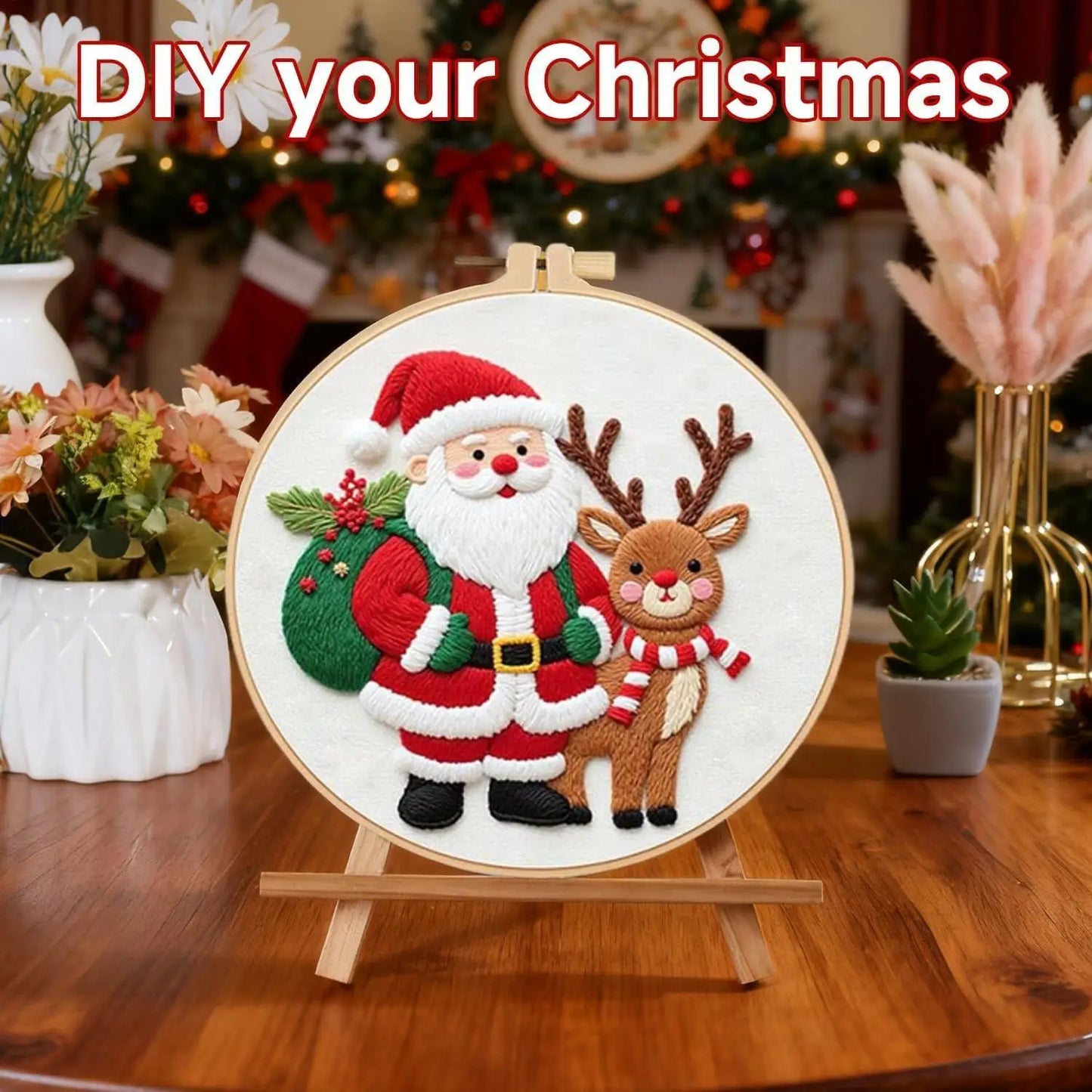Christmas Embroidery Kit for Adults | Beginner Stamped Ornament Set