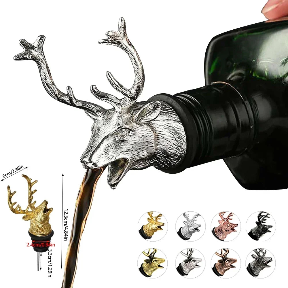 Deer Head Wine Bottle Stopper | Stainless Steel Bar Accessory