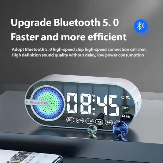 HOMEFISH Bluetooth Speaker Mini Alarm Clock | Portable Subwoofer Bluetooth Alarm Speaker Peaceful Pleasures Health and Wellness Default Title