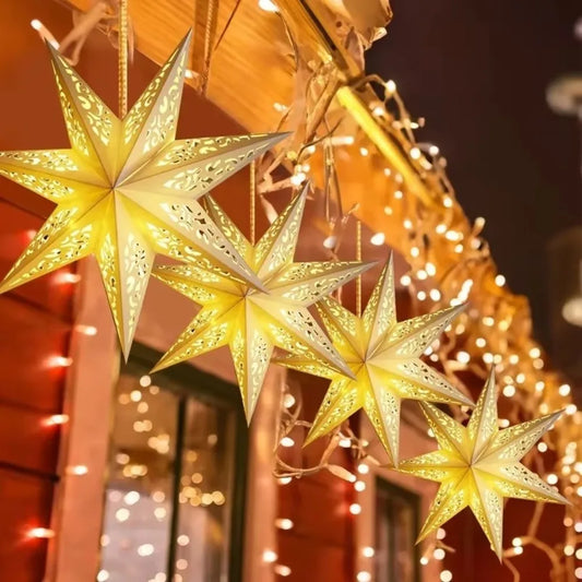 45cm Hollow Star Paper Christmas Lantern Hanging Light Cover Christmas Paper Lantern Oasis Select