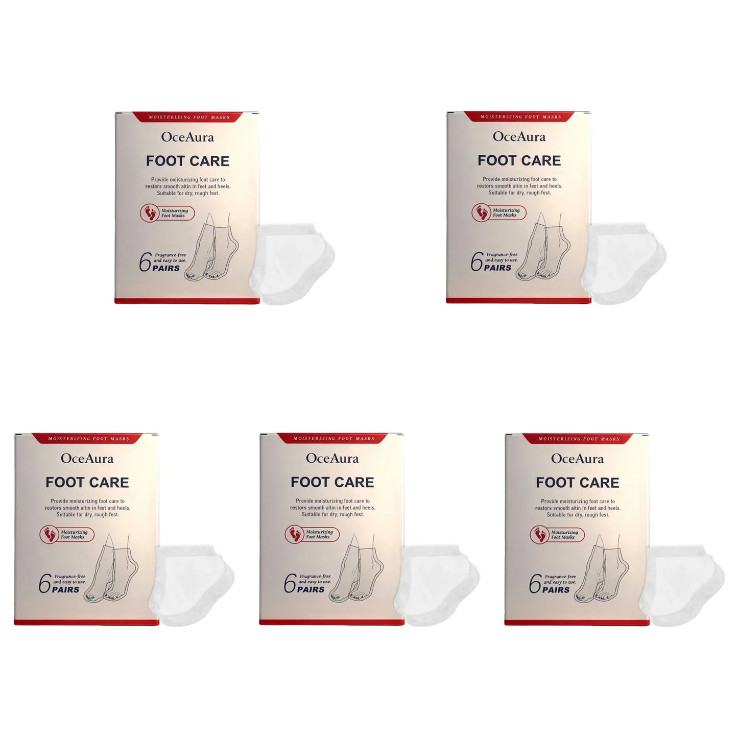 OceAura Shea Butter Foot Mask 6 Pairs – Exfoliate & Hydrate