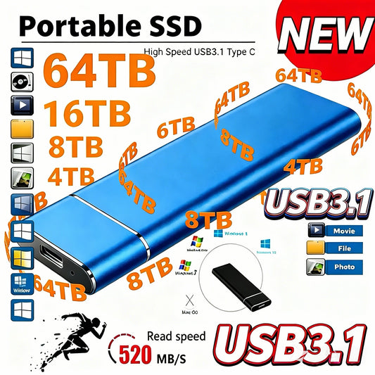 EOENKK Portable SSD 4TB–16TB | USB 3.1 External Hard Drive Portable External SSD Peaceful Pleasures Health and Wellness