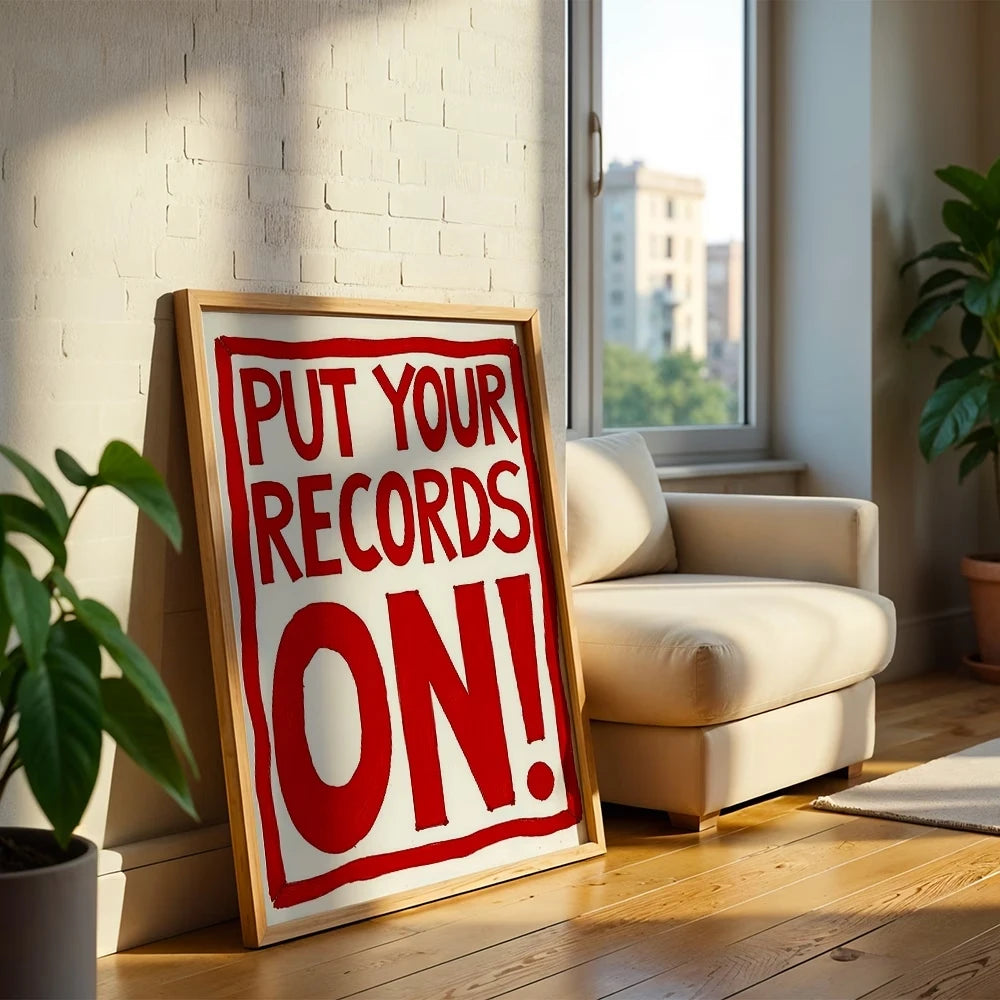 Put Your Records On Red Vinyl Record Canvas Wall Art Print