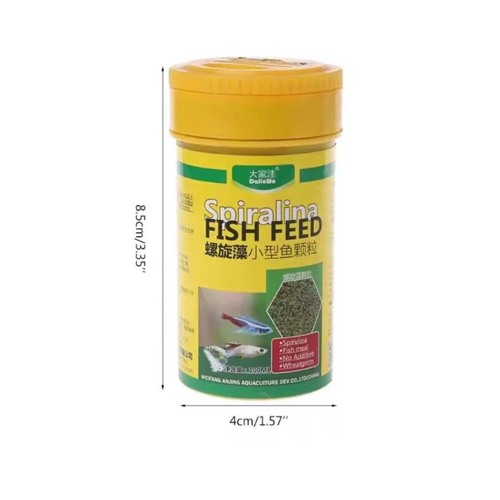 100ml Tropical Fish Spirulina Food Granule Fish Nutrition Food For Aquarium Fish Tank Color Enhanced Feeding Feeder Supplies Peaceful Pleasures Health and Wellness