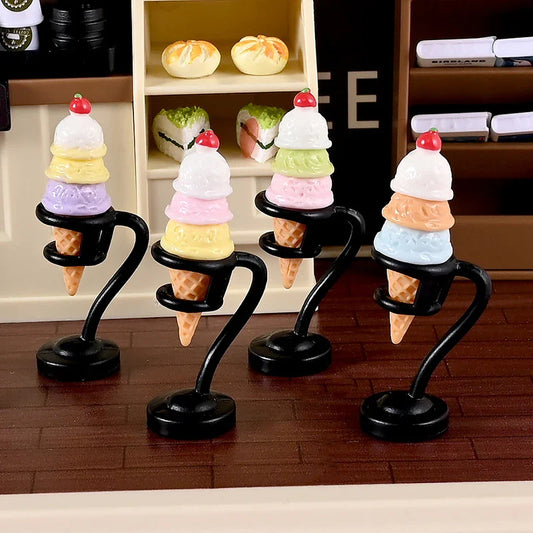 Dollhouse Miniature Ice Cream Stand & Cone Holder 1:12 Scale Dollhouse Accessory Oasis Select