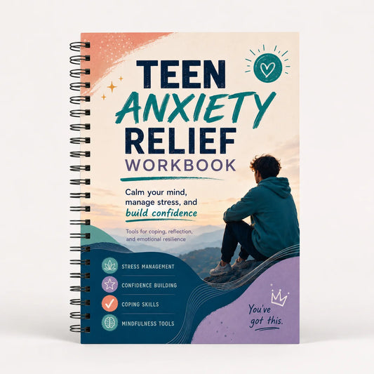 TEEN RELIEF WORKBOOK CBT Guided Journal Teens Stress Self Confidence Peaceful Pleasures Health and Wellness HHB-A0-492