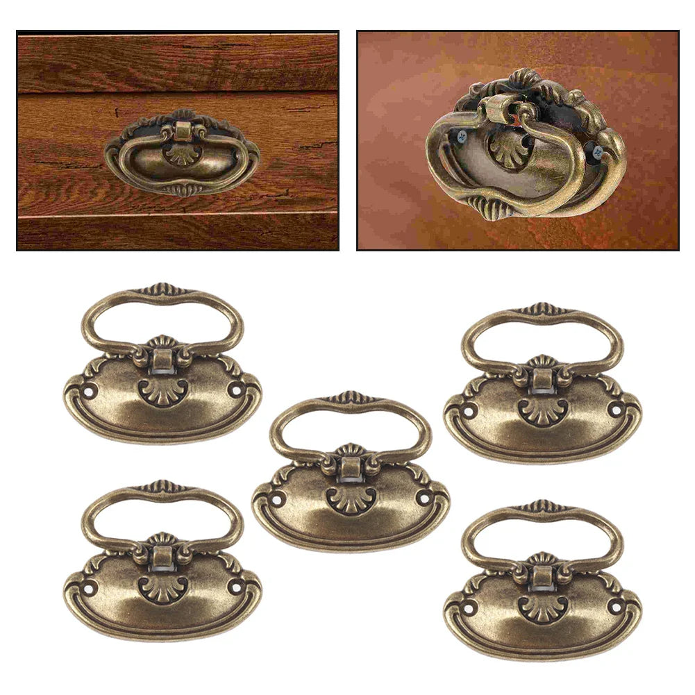 5-Pack Retro Bronze Cabinet Drawer Handles – Zinc Alloy Knobs