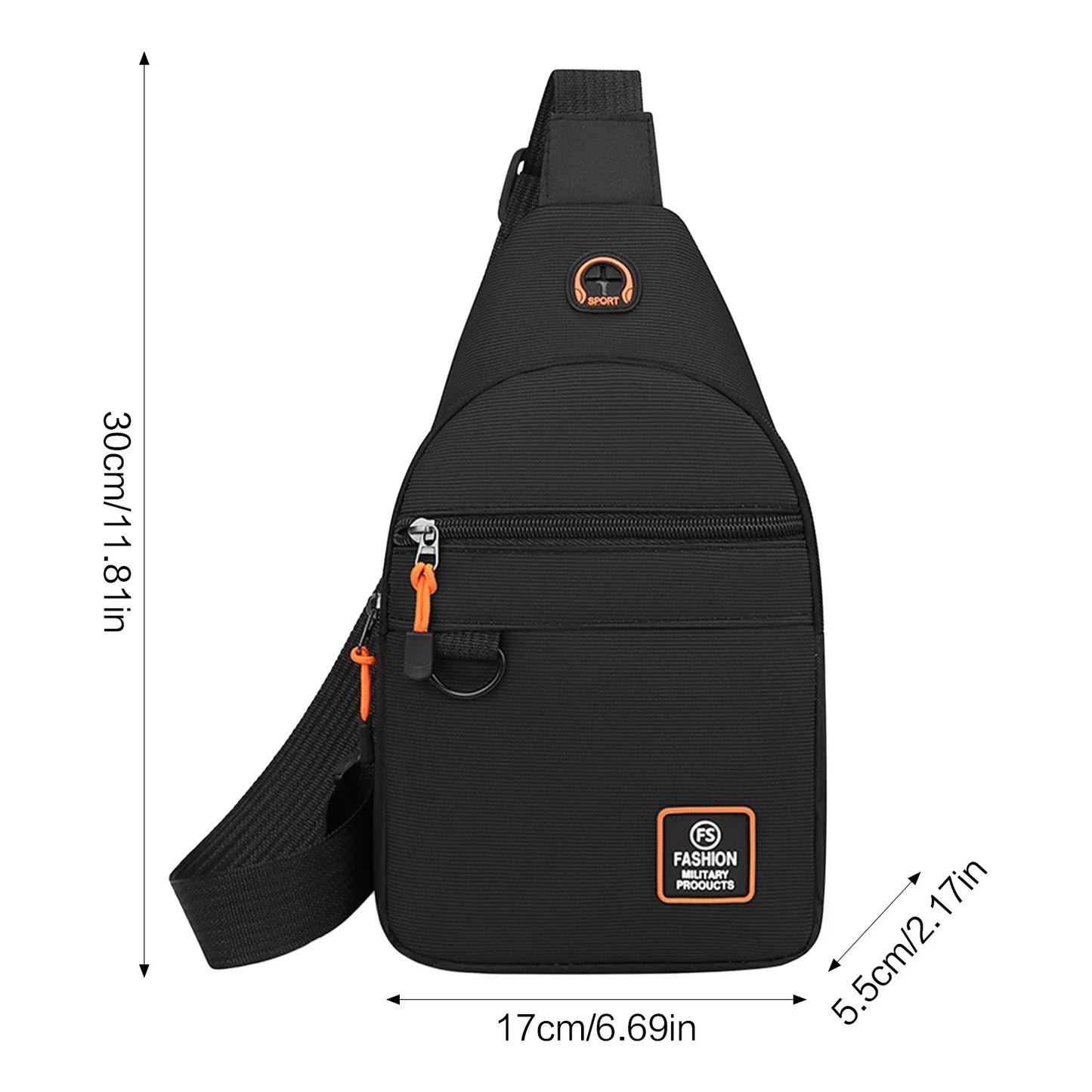 Water Resistant Crossbody Bag for Men Adjustable Shoulder Chest Pack with Multiple Compartments for Commuting Travel Business Peaceful Pleasures Health and Wellness