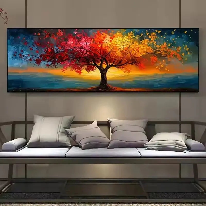 Tree of Life Canvas Poster Abstract Wall Art Modern Home Decor Print Painting Geometric Patterns Living Room Decor No Frame Peaceful Pleasures Health and Wellness ZLH041 70x210cm No Frame