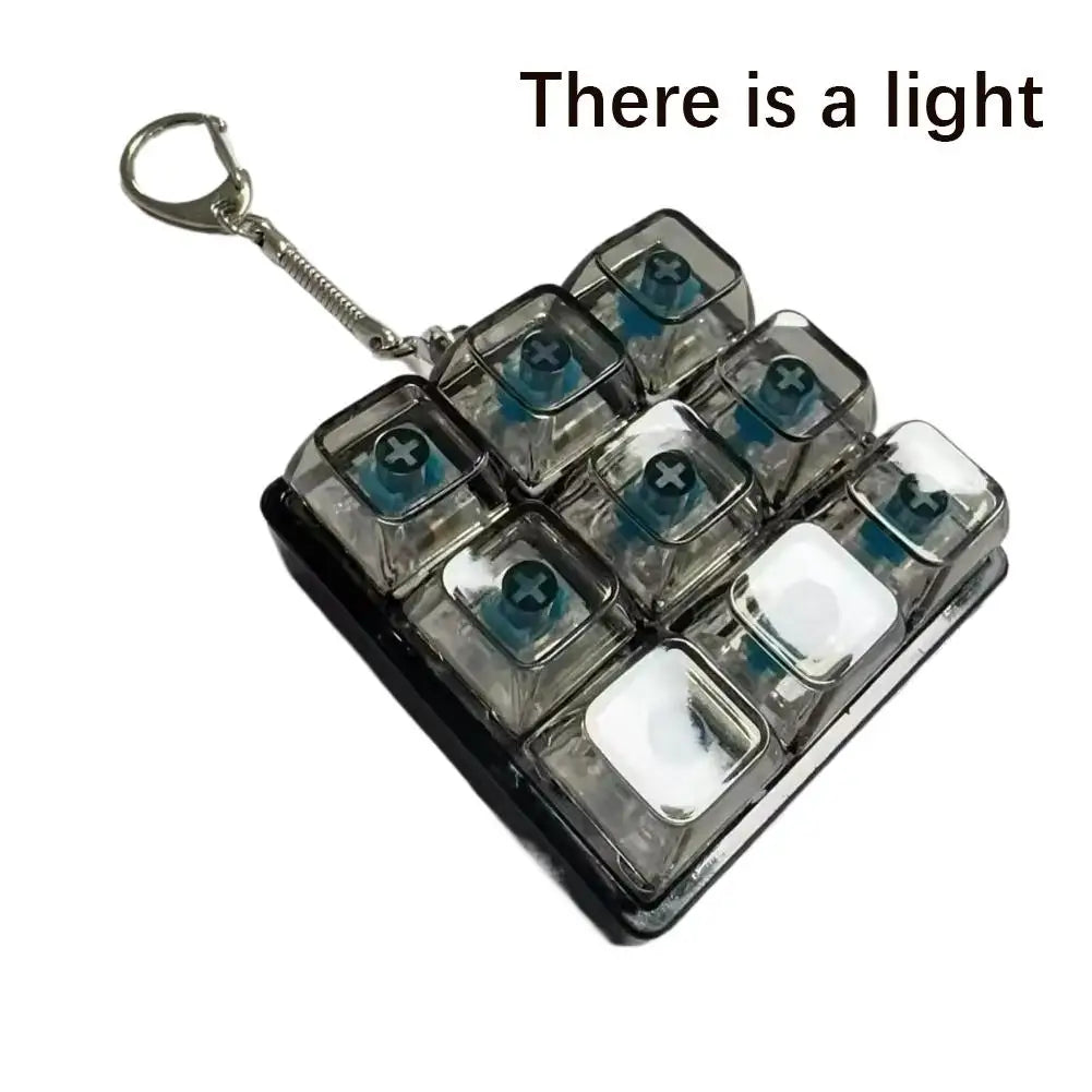 Light-Up 9-Button Fidget Keychain | Keyboard Key Toy Gift