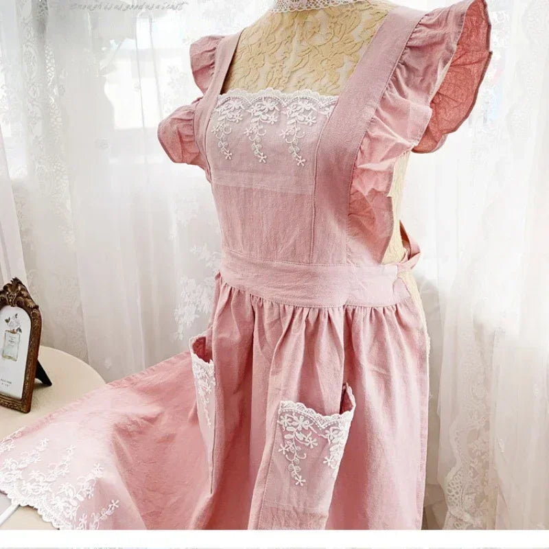 Pure Cotton Apron Floral Art All-cotton Garden Smock Princess Full-body Flower Shop Work Clothes Summer Linen Manicure Apron New Peaceful Pleasures Health and Wellness