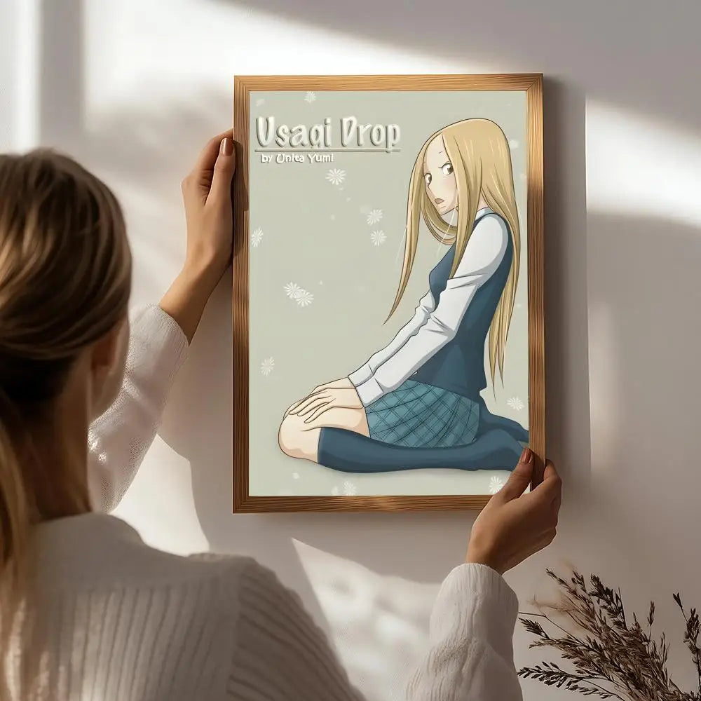 Anime U-Usagi Drop Poster HD Self Adhesive Waterproof Wall Art Ideal for Home Office Dorm Bedroom Great Gift Peaceful Pleasures Health and Wellness White7 50X70cmNoframe