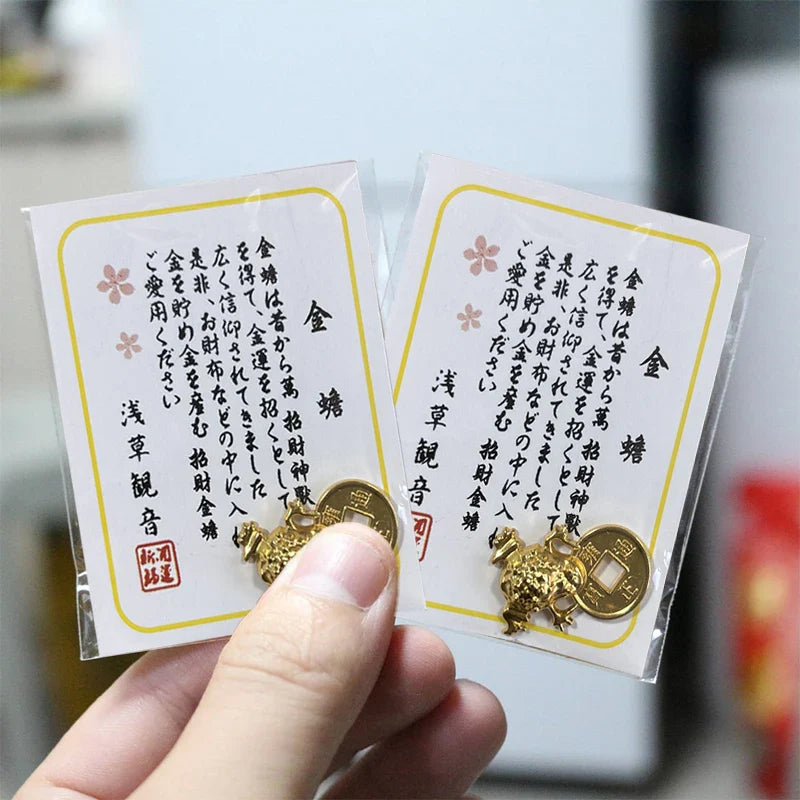 Feng Shui Lucky Golden Frog Alloy Wallet Charm Amulet