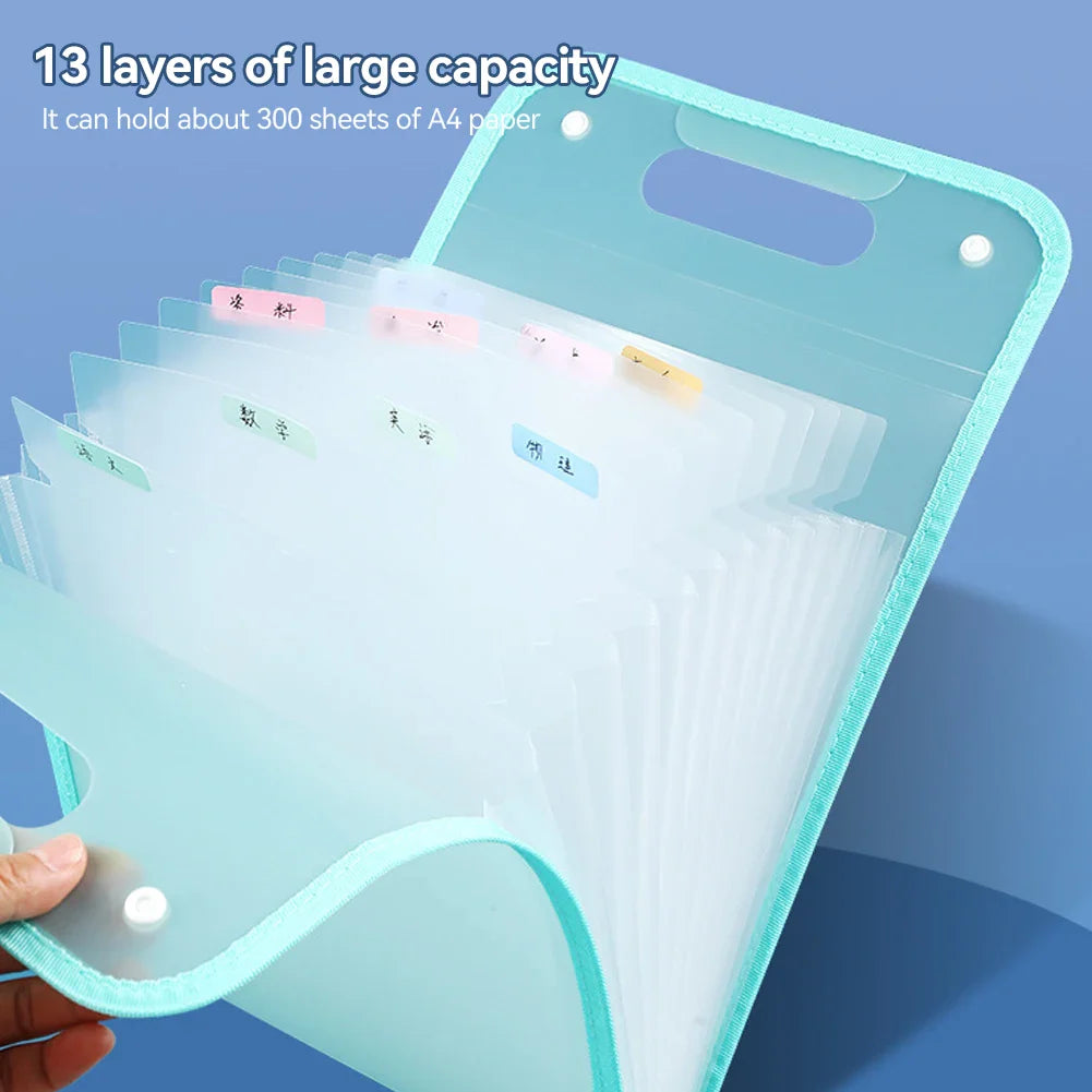 A4 Expanding File Folder – 13-Pocket Document Organizer Bag
