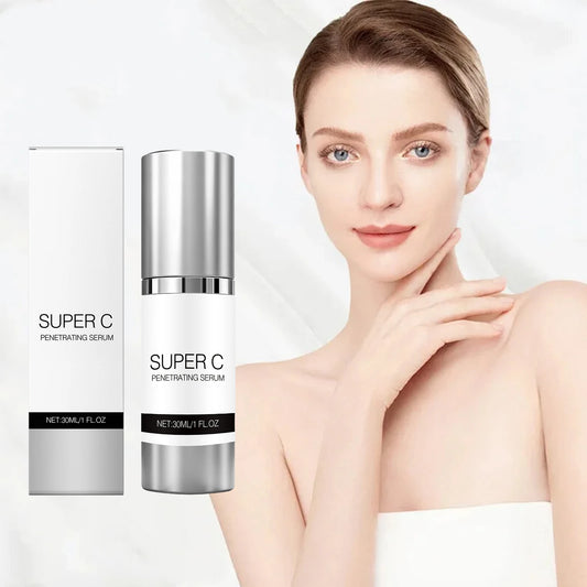 Vitamin C Facial Essence Glowing Skin Fade Fine Lines Spots Pore Shrinking Brightening Lightining Hydrating Firming Face Serum Peaceful Pleasures Health and Wellness