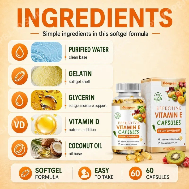 Googeer Vitamin E 400 IU Softgels | Non-GMO, Gluten Free