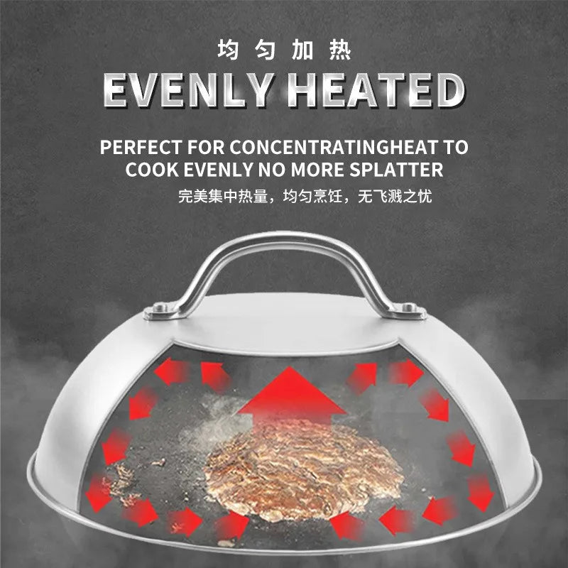 Stainless Steel Basting Cover Heatproof Round Cheese Melting Dome Burger Cover Meal Food Cover Kitchen Cooking Supplies Peaceful Pleasures Health and Wellness