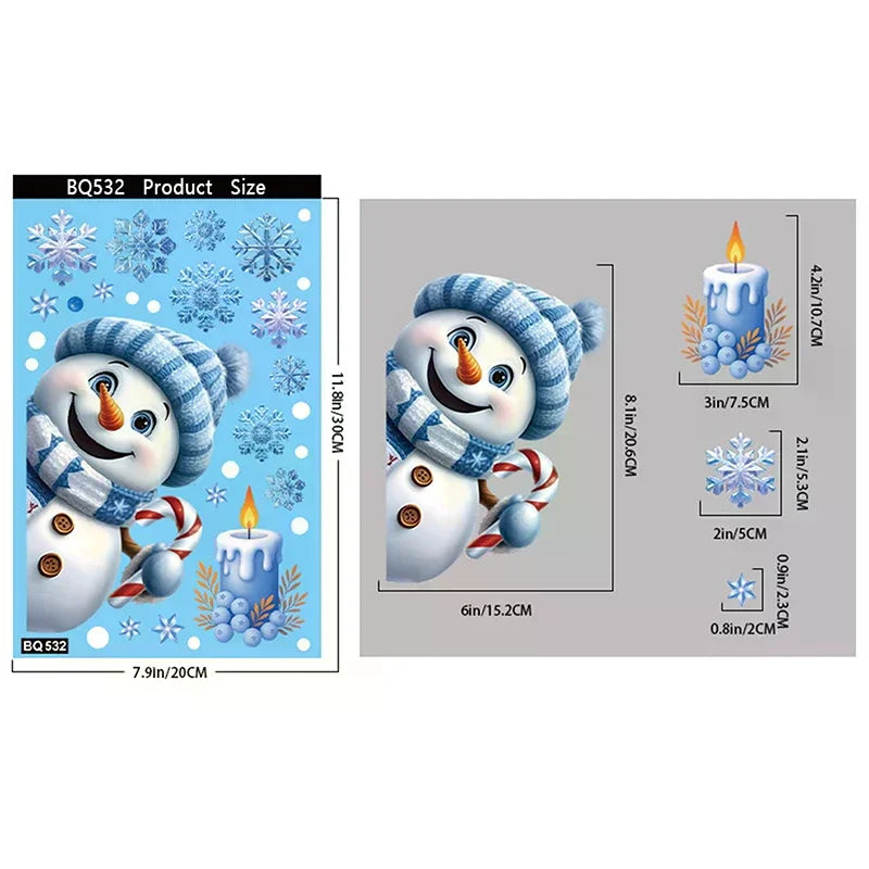 Blue Christmas Window Clings – Santa, Snowflakes & Reindeer Set