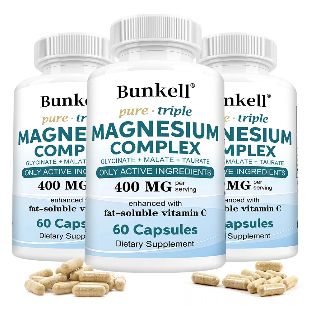 Magnesium Complex - L-Threonate, Glycinate & Malate - Brain, Sleep, Memory, Muscle & Bone Support, Stress & Anxiety Relief Peaceful Pleasures Health and Wellness 60 count-3 bottle
