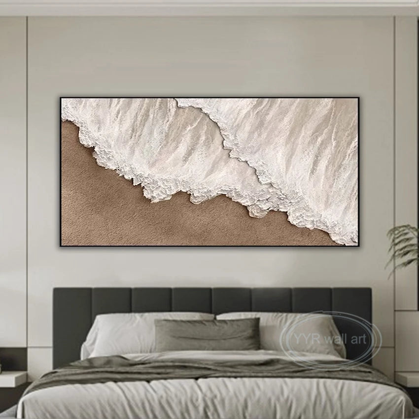 Ocean Wave Beach Abstract Art Pure Hand drawn Oil Painting Home Decoration Restaurant for Living Room Bedroom Wall Decoration Peaceful Pleasures Health and Wellness