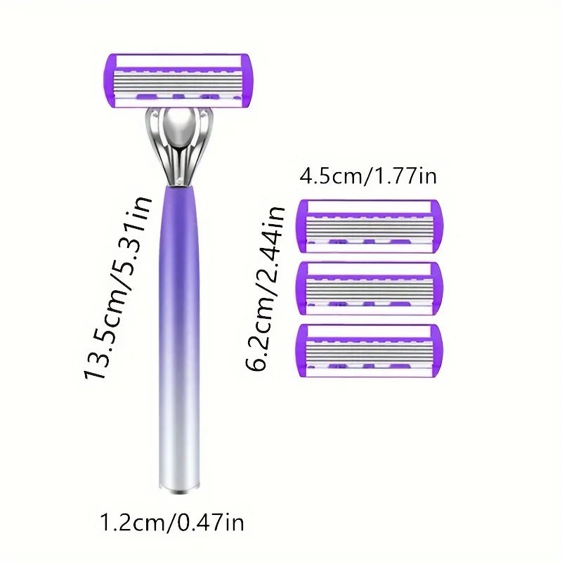Women's 6-Blade Reusable Razor | Replaceable Head Shaver