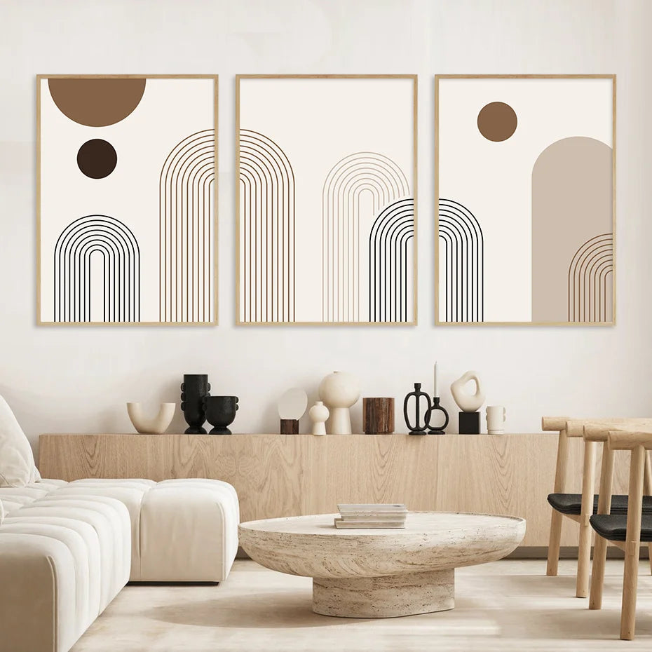 Boho Abstract Geometric Canvas Art Prints Modern Minimalist Wall Decor for Bedroom, Living Room, Home Artwork Decor Frameless Peaceful Pleasures Health and Wellness 40x60cm No Frame ZLH11362-3pcs