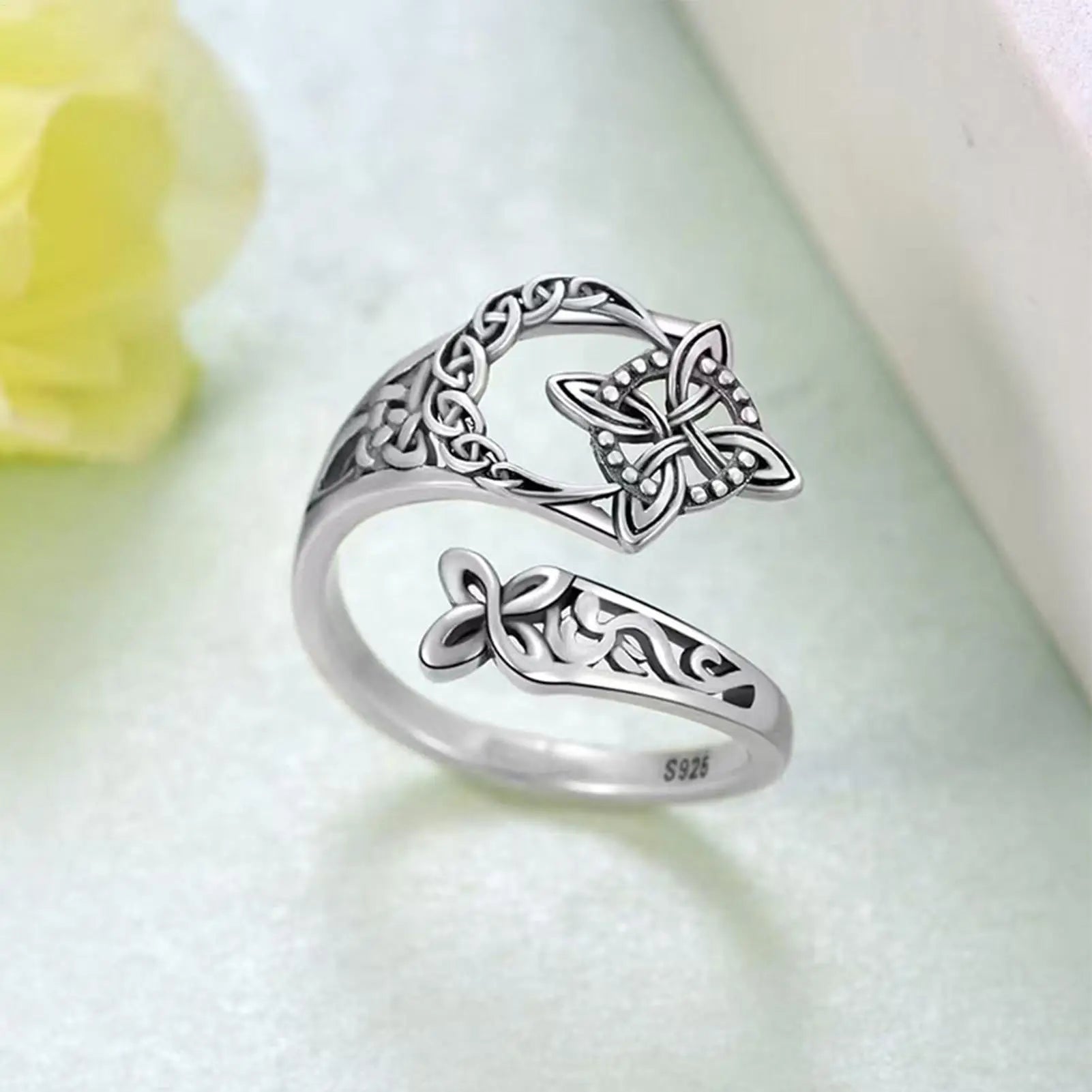Witches Knot Ring Bohemian Gothic Adjustable Ring Open Statement Knot Jewelry for Women Daily Wedding Travel Commuting Peaceful Pleasures Health and Wellness
