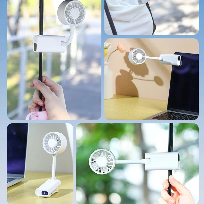Portable Clip Fan with Soft 360° Flexible Hose Cooling Device Rechargeable Adjustable Speed Perfect for Picnics Beach Offices Peaceful Pleasures Health and Wellness
